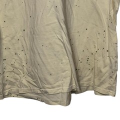 Nostic Men’s T-Shirt Paint Splatter Beaded V-Neck Short Sleeve Cotton Beige XL