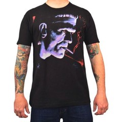 Franky by Mike Bell Men’s Black Tee Shirt Tattoo Art Frankenstein Monster