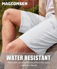 MAGCOMSEN Men’s Hiking Shorts Lightweight Quick Dry Stretch Cargo 36, White