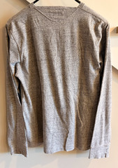 Gilded Age Grey Cotton Knit V-Neck Sweater Made In Japan Size M Excellent
