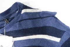 BUFFALO DAVID BITTON STRIPED BLUE LARGE SHEER POCKET HENLEY TEE TSHIRT DEFECT