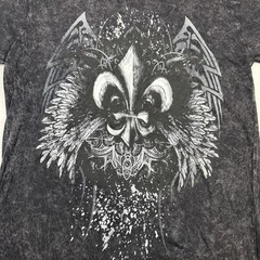 Brisco Brands Men’s Graphic T-Shirt Size M Black Owl Fleur-de-lis Print Casual