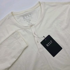 BYLT Premium Basics Men’s XL Drop Cut Lux Shirt Long Sleeve Henley Off White NWT