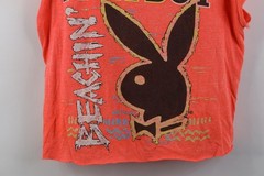 Vintage 80s 90s Playboy Mens Medium Cut Off Beach Volleyball Cropped T-Shirt USA