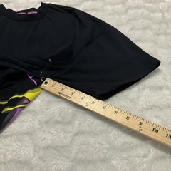 Smiley World Mens Size Medium T-Shirt Black Yellow Graffiti Drip Face Oversized