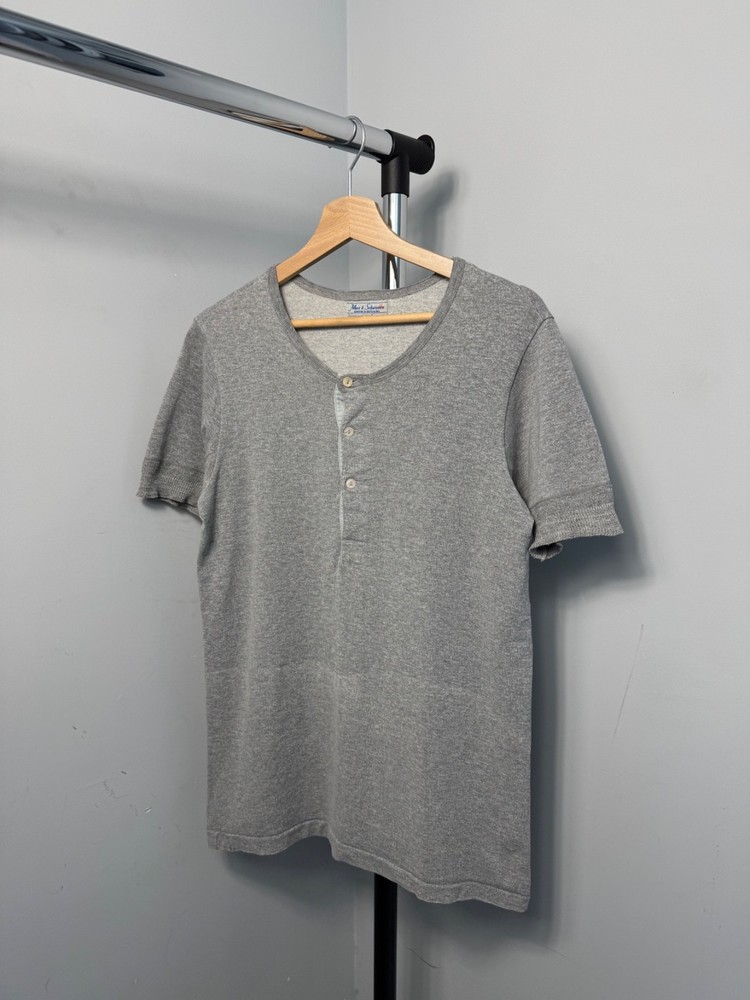 Merz b. Schwanen Men’s Gray Short Sleeve Henley T-Shirt Size 5 M 100% Cotton