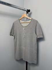Merz b. Schwanen Men’s Gray Short Sleeve Henley T-Shirt Size 5 M 100% Cotton