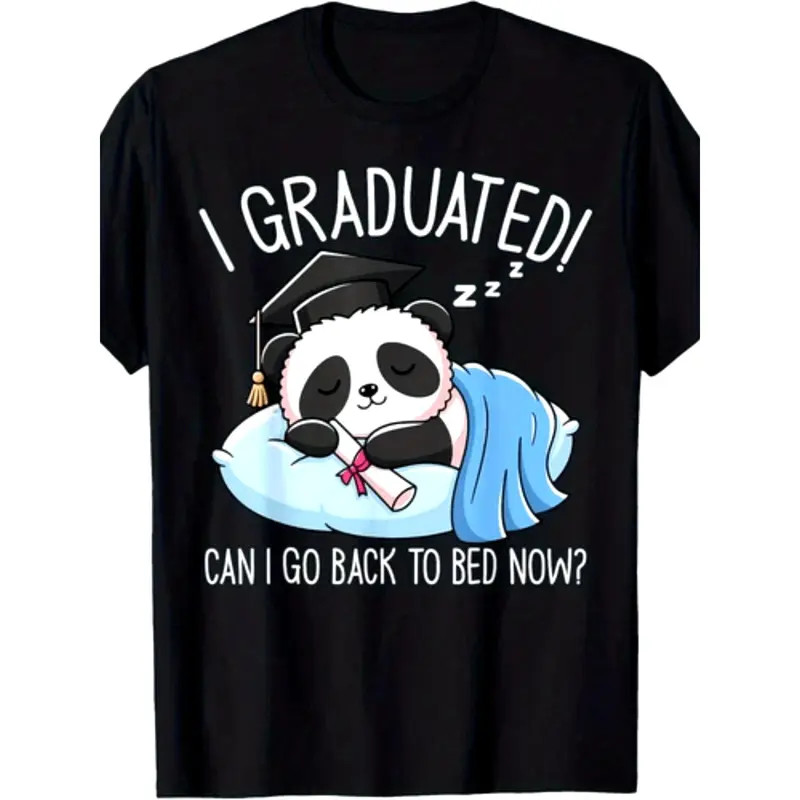 Animal Graduation T-Shirt I Graduated Can I Go Back To Bed Now Panda Tee