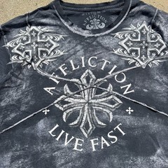 Affliction Men’s T-Shirt XL Vintage y2k grey distressed made in USA