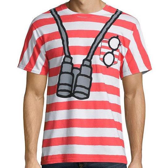 New Where’s Waldo Mens Adult Unisex S-M-L-XL-2XL Striped Cosplay Costume Shirt