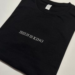 Jesus Is King Stitched T-Shirt – Embroidered Bible Christian Shirt – Gospel
