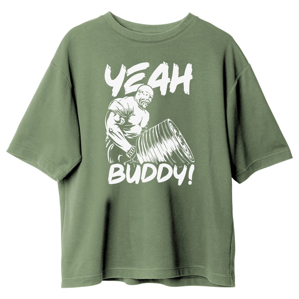 Yeah Buddy Olive Green T-Shirt 100% Cotton Slim Fit Gym Streetwear Casual Tee