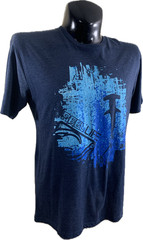 Reel Life Fishing T Shirt Mens Large L NWT Navy Blue Hammerhead Shark Back Logo