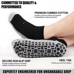 Mens Non Slip Socks 3 Pairs Anti Skid Thick Socks Sticky Grip Sock for Pilate…