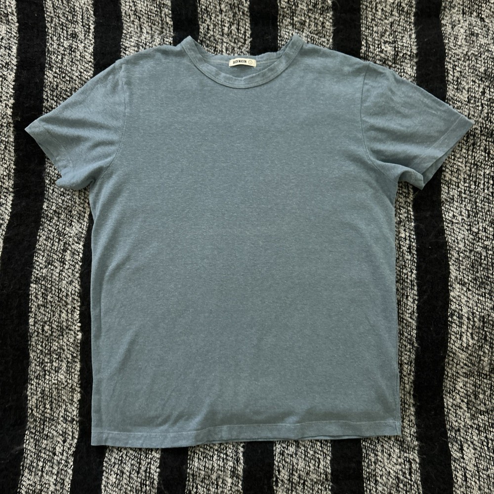 🇺🇸 Buck Mason Yuma Tee T-Shirt Mens L Hemp Blend Short Sleeve Crewneck Blue