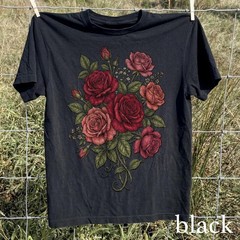 Retro Rose Graphic T-Shirt Vintage Floral Botanical Garden Tee