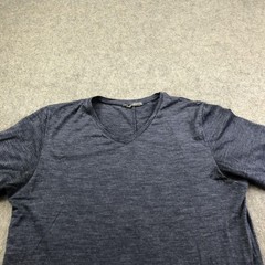 Icebreaker Shirt Mens Medium Blue Merino Wool Blend V-Neck Performance Tee Top