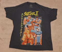 Street Fighter II Graphic T-Shirt Men’s 2XL Gray Capcom Video Game Character Tee