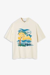 RHUDE REGATTA PALM TEE Retro American Pattern Printed Short Sleeve T-shirt