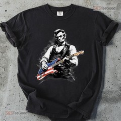 Abe Lincoln Playing Guitar T-Shirt, Funny President Musician Graphic Tee Shirt