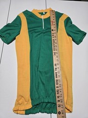 Vintage 80s L Green Yellow CYCLING RACING JERSEY SHIRT Made In Italy Acrylic