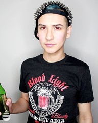 Mens Blood Light T Shirt Funny Halloween Beer Parody Vampire Tee for Guys
