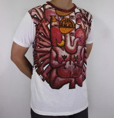 WEED Ganesha Ringer T-Shirt Men Ganesh Ganapati Hindu God Hippie Streetwear WE01