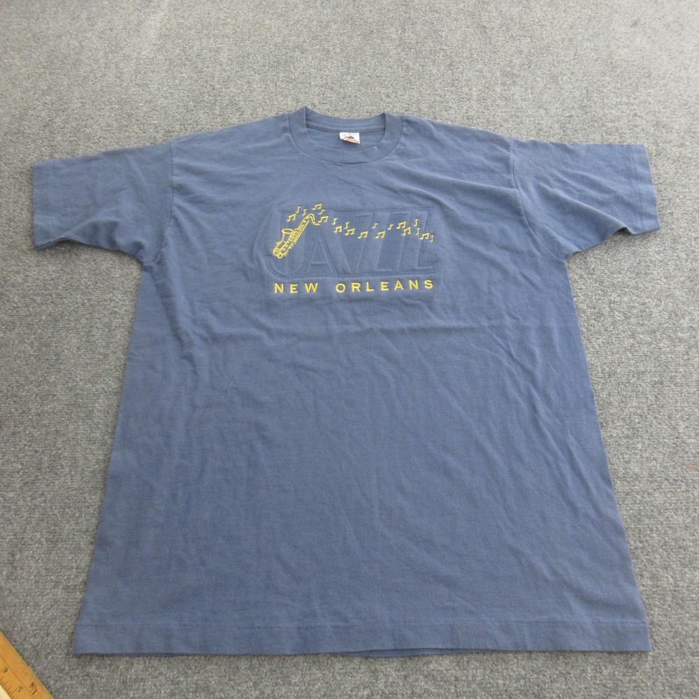 Vintage New Orleans Jazz Shirt Mens XL Blue Fruit Of The Loom Made USA 90s