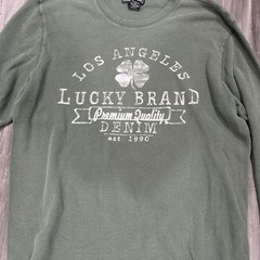 Lucky Brand Men’s Green Waffle Knit Logo Graphic Crewneck Long Sleeve Tee XL