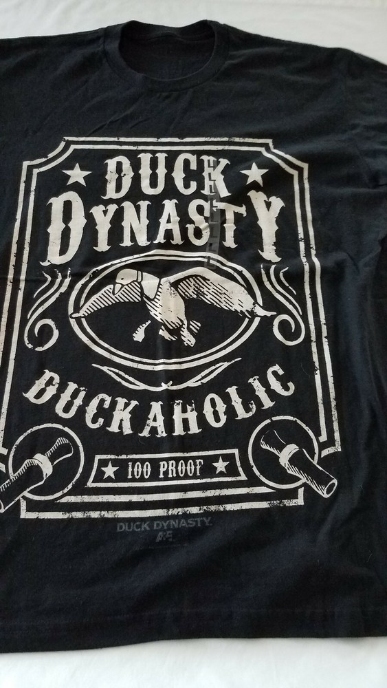 DUCK DYNASTYMENS BLACK Family DUCKAHOLIC LARGE TShirt 100 Proof NEW W/STICKER