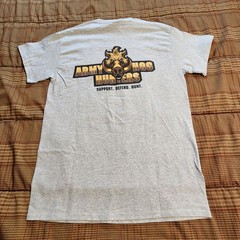 Army Hog Hunters Graphic T-Shirt Med Mens Grey Double Sided Gildan Ultra Cotton