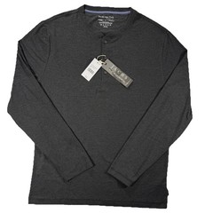 NWT Jachs New York Men’s L Large Henley T-Shirt Black Long Sleeve MSRP $89