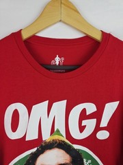 Elf Christmas Shirt Size Medium OMG Santa! Red Short Sleeve T-Shirt Holiday