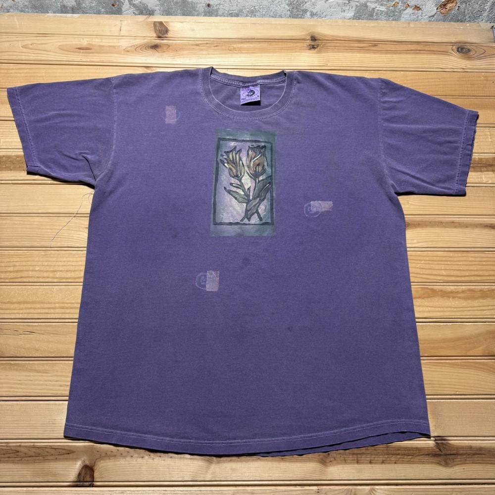 Vintage Y2K Chasing Dragons Floral Rose Nature Art Graphic T-Shirt USA – Large