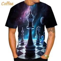 Smart 3D Chess Pieces T Shirt Kids Adults Crew Neck Graphic Tee Style