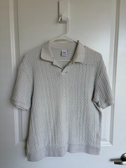 Zara Men’s Textured Polo Off-White (Size: M) (Used)