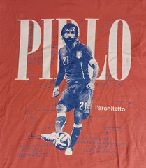 Vintage Style Soccer Andrea Pirlo t-shirt l’architetto Team Italy