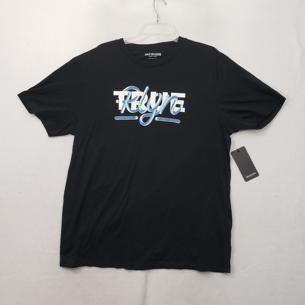 New NWT TRUE RELIGION Logo Graphic Short Sleeve Crew Neck Tee Men’s 3XL Black