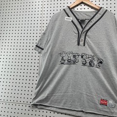 Vintage Rawlings Peanuts Baseball Jersey Mens XL Grey 90s Snoopy Charlie Brown