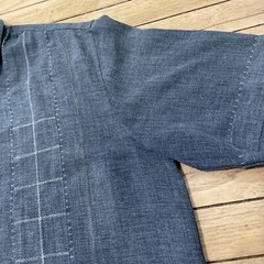 NEW STYLE Guayabera Shirt Men XL Gray Stitch Striped Cubano Beach Resort XL 50″