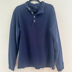 Even Tide Henley Pullover Navy Blue Mens XL Textured Knit Coastal Grandpa Preppy