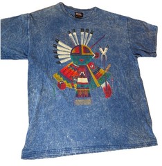 Vintage 90s Art Gecko Kokopelli T Shirt Acid Wash Tagged Large 20×26