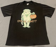 Vintage 90s Halloween Monster XL Black Glow In The Dark T Shirt Made In USA