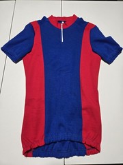 Vintage 80s L Blue Red CYCLING RACING JERSEY SHIRT Made In Italy Acrylic