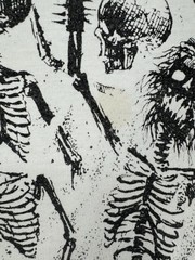 Lurking Class Skulls AOP T Shirt Size Small, Stain