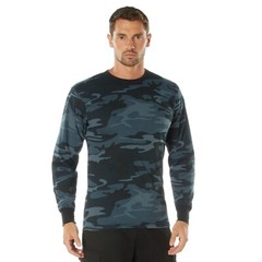 Men’s Midnight Blue Camo Long Sleeve T-Shirt – Rothco Camo Poly/Cotton Tee 3637