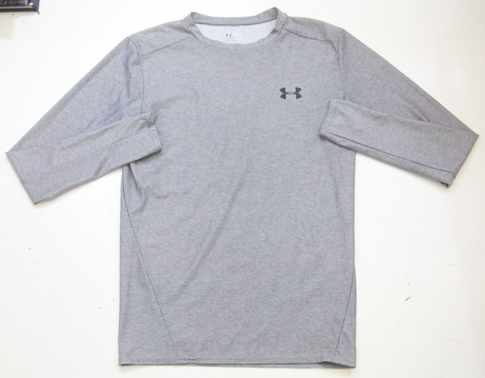 Under Armour Gray T-Shirt Top XL Long Sleeve Mans Polyester Elastane Heat 1-279