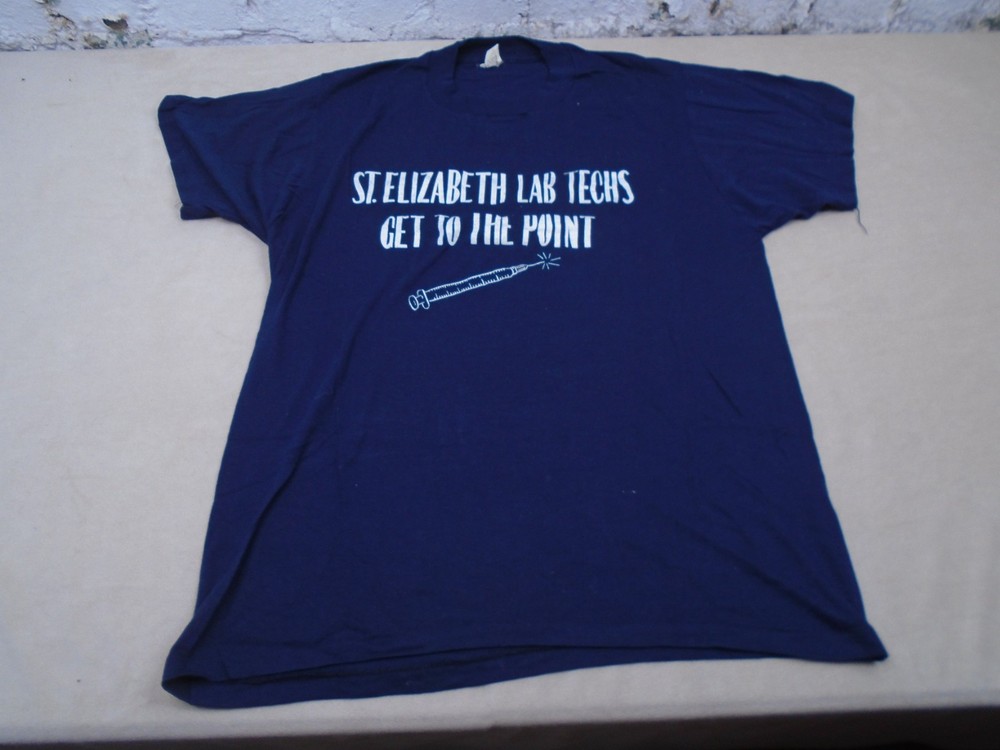 Vintage 80s 90s Lab Techs Get To the Point T shirt Drug Needle Funny Sz Large