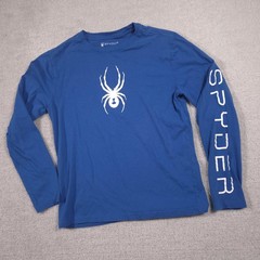 Spyder Shirt Mens Small Blue Long Sleeve Spider Graphic Tee Tagless Crewneck