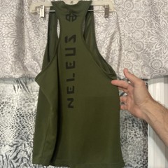 NELEUS ‘Dry Fit Logo Muscle’ Mesh Tank Top Mens Sz Small Gym Workout Olive A66